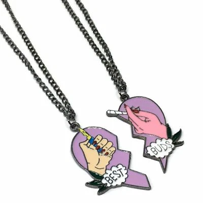 £6.99 • Buy Best Buds Split Heart Necklace Set L FREE UK POST BFF Friend Gifts Smoking