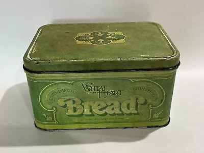 Vintage 1977 Wheat Heart R & D Co. Green Metal Tin Bread Box Lrg 14” X 10” X 8” • $29.95