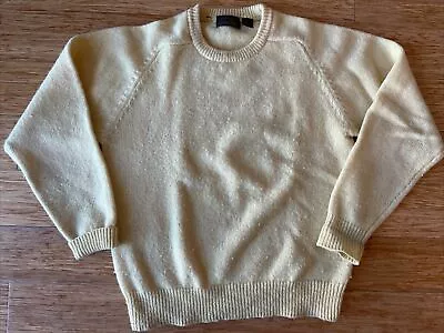 Eddie Bauer Yellow 100% British Shetland Wool Crewneck Knit Sweater Men's Large • $29.99