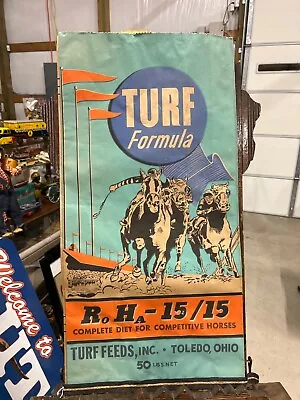 Vintage Rare TURF Race Horse Feed Bag Sign Great Graphics • $150