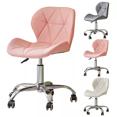 Office Chair Adjustable Faux Leather Swivel With Chrome Leg Home Computer Chairs • £39.99