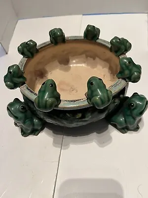 Vintage Majorica Style Frog Planter Pottery 8 Frogs On Rim 3 On Base • $15.99