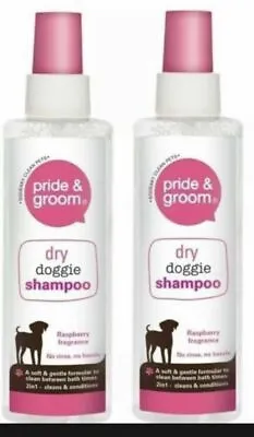 £7.89 • Buy 2x Pride & Groom Dog Doggie Dry Shampoo Spray With Raspberry Fragrance - 200ml