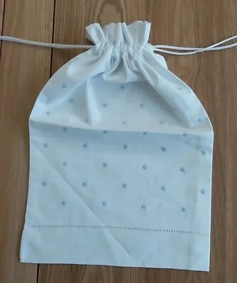 White Blue Spotted Cotton Laundry Washbag  • £5.99