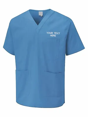 Personalised Embroidered Any Text Scrub Tunic Work Wear Uniform Hospital Care • £17.99