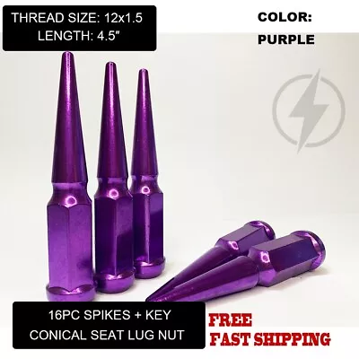 FIT MAZDA 2 MIATA PROTEGE MX-5 CONE SEAT 4.5'' SPIKE LUG NUTS 12x1.5 PURPLE 16PC • $51.99