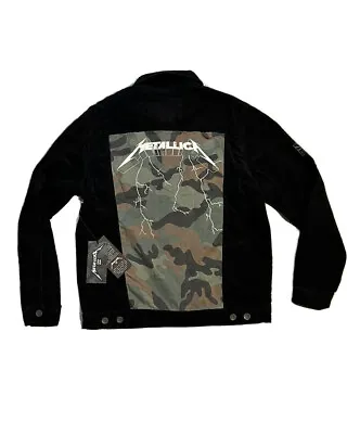 $99 • Buy Men's Billabong X Metallica 'AI Metallica' Corduroy Jacket Black Green Camo