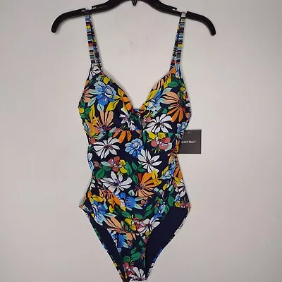 NWT Ellen Tracy Women's Navy Floral One-Piece Swimsuit Size 10 • $35