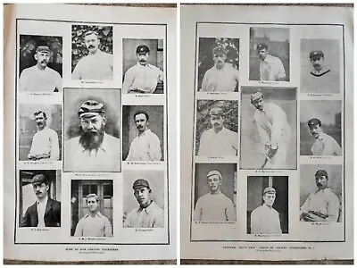 Leading Cricketers.  3x Boys Own Paper 1900 WG Grace Ranjitsinjhi Lord Hawke  • £22.99