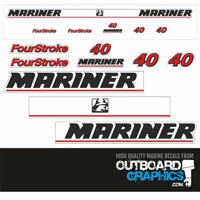 Mariner 40hp Four Stroke (2001 Model) Outboard Engine Decals/sticker Kit • $49.95