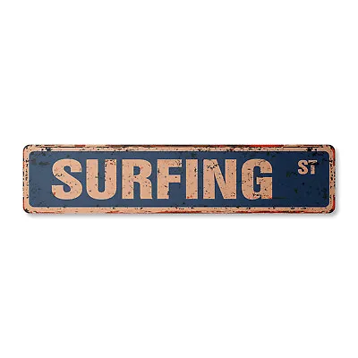 SURFING Vintage Street Sign Surf Long Short Board Fins| Indoor/Outdoor • $28.99