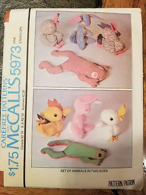 Vintage MCalls 5973 Stuffed Animals Frog Rabbit Duck Rooster UNCUT NOS • $12.98