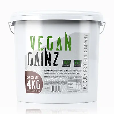 VEGAN SERIOUS GAINZ 4KG - Vegan Dairy Free Mass Gainer Protein Powder Shake • £29.97