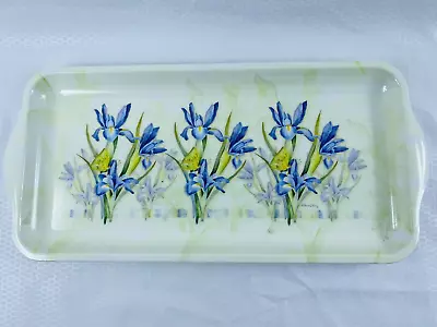 Kathleen Denis Melamine Serving Tray Blue Iris 15  X 7  Made In Italy • $24.95