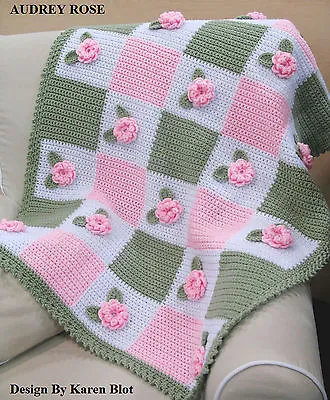 VICTORIAN 'AUDREY ROSE' Baby Crochet Afghan PATTERN 3-D • $9.95