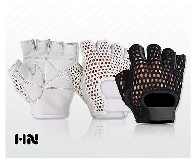 Mesh Leather Weight Lifting Padded Gloves Fitness Cycling Gym Sports Wheel Chair • $32.95