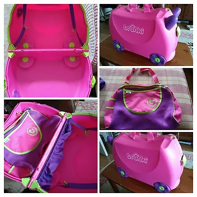 Trunki Hard Ride On Suitcase Pink Hand Luggage Girls Boys Kids Unicorn Children • £29