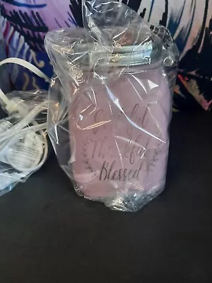 SCENTSY WARMER GRATEFUL THANKFUL BLESSED Pink/Purple Glass Mason Jar BRAND NEW • $29.99