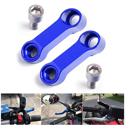 Pair ALU Motorcycle Mirror Extenders-Riser-Extension Blue 10mm Fit For Honda • $15.89