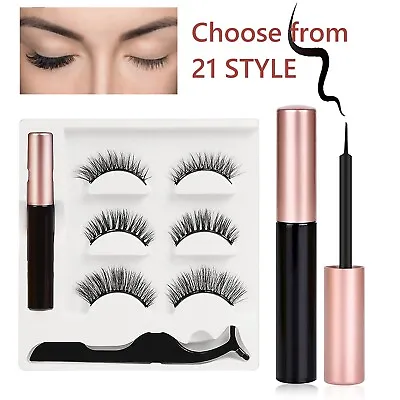 Magnetic False Eyelashes Magnetic Liquid Eyeliner Tweezer Easy Wear Lashes 3pcs  • £5.29