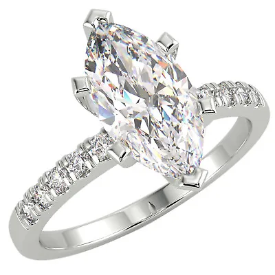 1.19 Ct Marquise Cut VS1/G Solitaire Pave Diamond Engagement Ring 14K White Gold • $2983.50