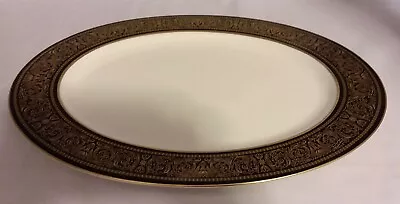 Vintage Mikasa Mount Holyoke 15  Oval Serving Platter Gold And Black Plate #114 • $39.99