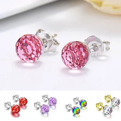 $0.99 • Buy Women Colorful Rhinestone Stud Earrings Crystal Ball Ear Ware Fashion Jewelry