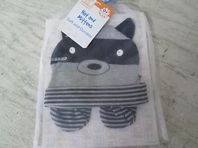 Swiggles 0+Mths Hat & Mittens Racoon New • $6