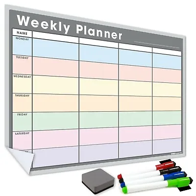 Sticky Weekly Planner Dry Wipe Wall Planner Self Adhesive Daily Dry Erase • £14.95