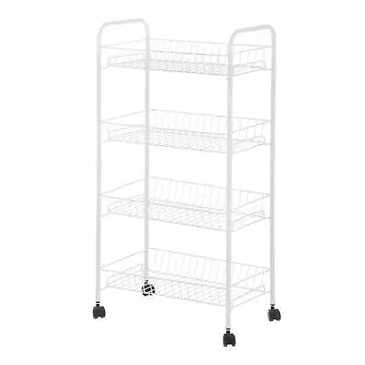 Mainstays 4-Shelf Steel Laundry Cart With Caster Wheels White • $16.19