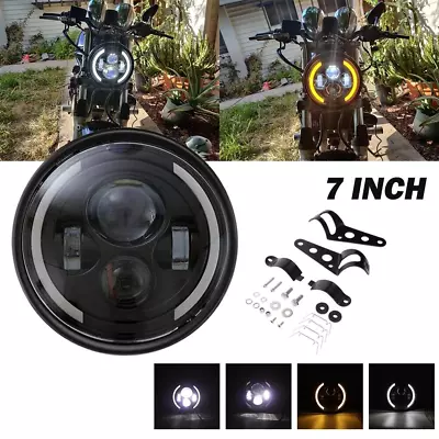 7 Inch Motorcycle Headlamp With DRL Turn Signal Led Headlight + Housing Bucket • $74.09