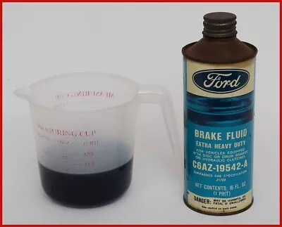 Vintage Original Ford Brake Fluid C6AZ-19542-A. 1 Pint Tin Can -about 1/2 Full • $40