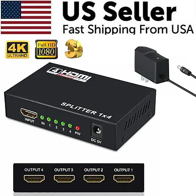 4 Port HDMI 4K Hub Multi Splitter & Amplifier For 3D HDTV 1080P 1X4 1 In 4 Out • $10.89