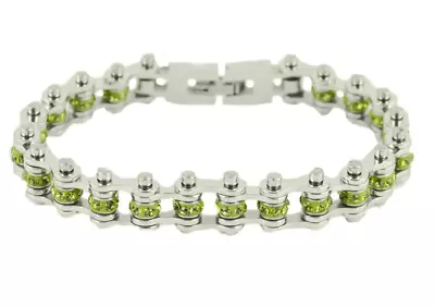 Women's Birthstone August Bike Chain Tennis Bracelet Imitation Peridot 172 • $31.49