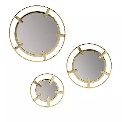 Theron Gold Prong Set Of 3 Wall Mirror • $25.65