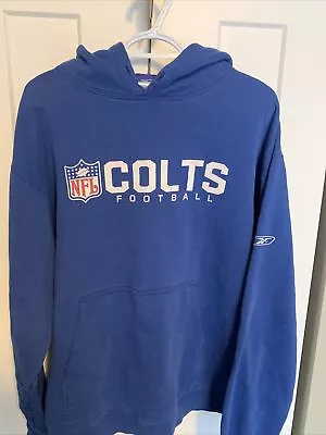 Reebok Indianapolis Colts Hoodie Mens Large Blue White Sweatshirt Pullover NFL • $20