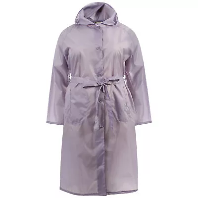 I-Smalls Women's Lightweight Summer Shower Proof Rain Mac Coat With Hood & Belt • £9.49