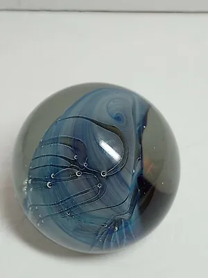 Signed Randy Strong Abstract Art Glass Paperweight Signed  MERRY CHRISTMAS  • $59.99