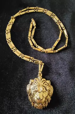 VTG Accessocraft Necklace Lions Head Chain Gold Tone Jewelry • $39.99