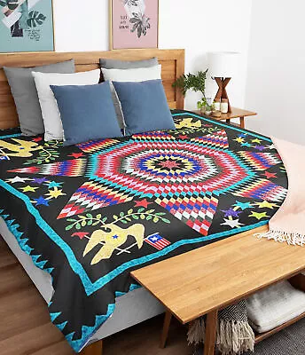 $498.99 • Buy Hand Applique Lone Star With Patriotic Accents FINISHED QUILT