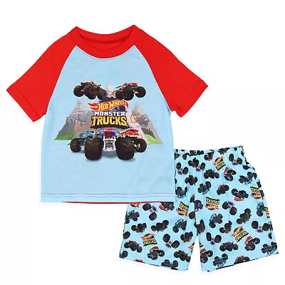 Hot Wheels Toddler Boy's Monster Trucks Toys Tossed Print Pajama Set Short • $26.95