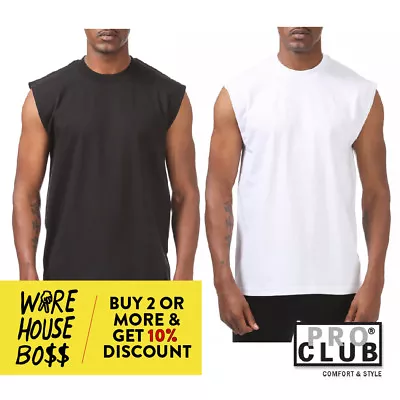 Proclub Pro Club Mens Plain Sleeveless Casual Tank Top Active Cotton Muscle Tee  • $12.95