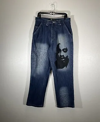 Vintage Makaveli Branded Jeans Baggy Embroidered Tupac Shakur Hip Hop Rap 32x34 • $55.21