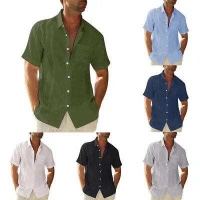 £16.25 • Buy Men's Summer Guayabera Dress Shirt Cuban Latin Style For Casual And Beach Wear