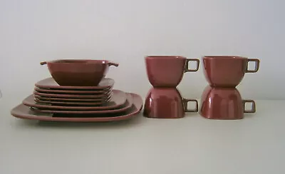 VTG Arrowhead Brookpark EVER WARE  Melmac/ Melamine 13 Piece Set Burgundy Red • $24.99