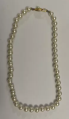 Vintage Necklace Faux Pearl Single Strand Signed Japan 17 Inch Costume Jewelry • $18.99