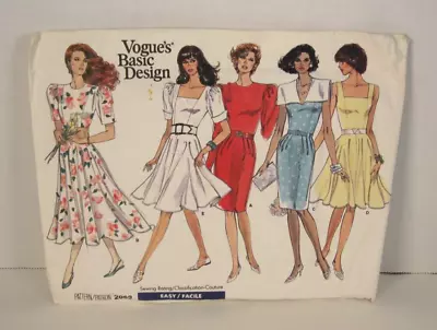 Vogue Basic Design 2062 Easy Dress In 5 Styles Misses 14-18 Pattern Uncut • $12.99