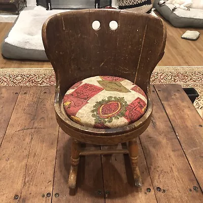 Antique Children’s Wood Rocking Chair  C. L. LANE CO Swisstone Music Box Lullaby • $110