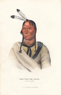 Rare McKenney And Hall Octavo Portrait Print 1855:  ESH-TAH-UM-LEAH. Sioux Chief • $79.99