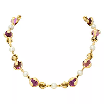 Marina B Cardan Necklace With Vibrant Pink Russian Quartz Citrine • $8840